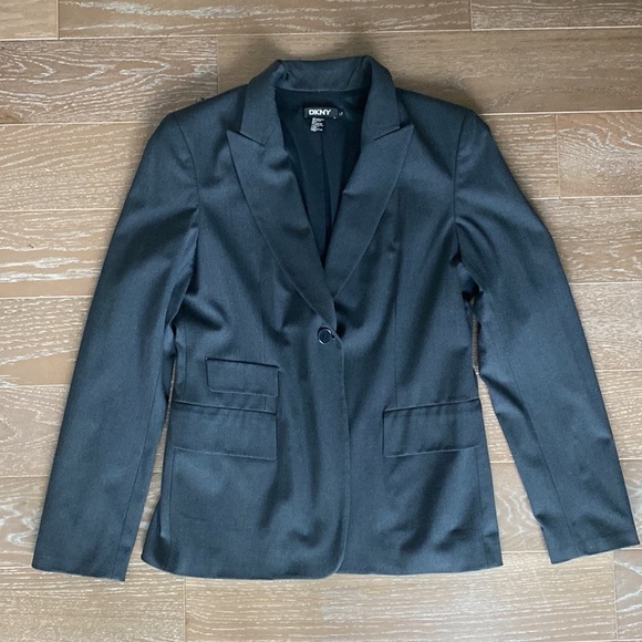 DKNY Two Piece Skirt Suit | Gray | 12. - Picture 3 of 14